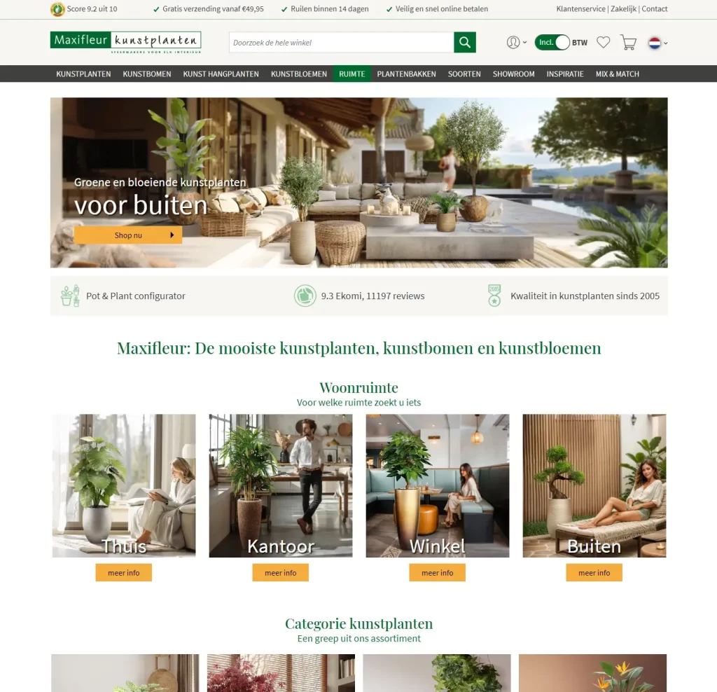 Maxifleur's Webshop After Younify Redesign